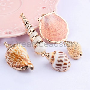 2-100 Pcs Natural Conch Shell/ Fan Shell Charm Pendant Beads for Necklace Making Sea Snail Large Size Pendants