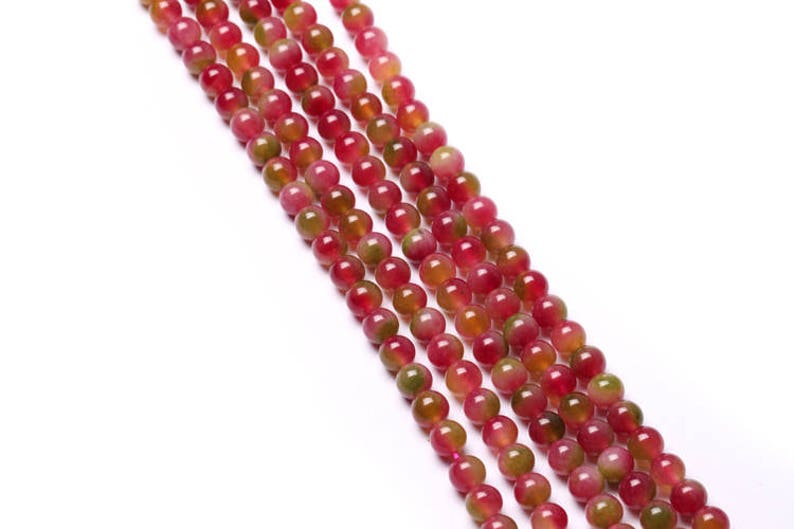 Watermelon Jade Beads Smooth Round Jade Gemstone Beads for Etsy