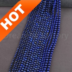High Quality AAAAAA Lapis Lazuli Gemstone Beads Natural Blue Stone Beads 6mm 8mm 10mm Strand Beads for Jewelry Making