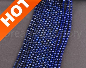 High Quality AAAAAA Lapis Lazuli Gemstone Beads Natural Blue Stone Beads 6mm 8mm 10mm Strand Beads for Jewelry Making