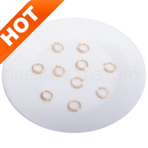 4-200 Pcs Clip On Hoop Earrings, Non Pierced Ear Cuff, 14K Real Gold Plated Rhinestone Minimalist Cartilage Earcuff (11mm)