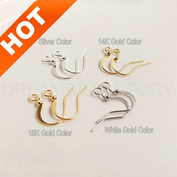 20-500Pc Blank Earring Hook Finding Lots Wholesale Supply 14K/18K Gold/White Gold/Silver Plated French Ear Wire Component for Earring Making