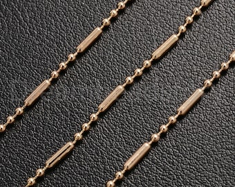 Chain for Necklace Bracelet Earring Jewelry Making Gold/ Silver Plated Brass Ball and Bar Chain Lots Supplies (You Choose Length)