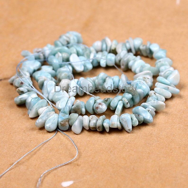Natural Larimar Chips Beads Full Strand Genuine Blue Gemstone Etsy