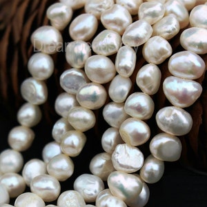 Irregular White Pearl Beads Wholesale, Full Strand Freedom 5-6mm Loose Nuggets Beads Bulk Supplies (HX138)