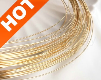 Gold Wire for Jewelry Making 14K Gold Plated Brass Smooth Plain Round Wrapping Wire 26 24 22 21 20 gauge Half Hard (You choose length)