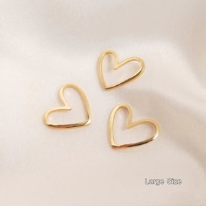 10-500 Pcs 14K Real Gold Plated Heart Connector Charms for Earring ...