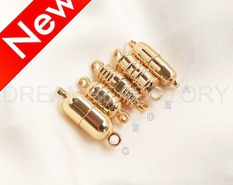 Starker Magnetverschluss für die Herstellung von Halsketten und Armbändern - 14K Vergoldung über Messing-Kapselform-Endverschluss - Schmuckverschluss (5 Arten)