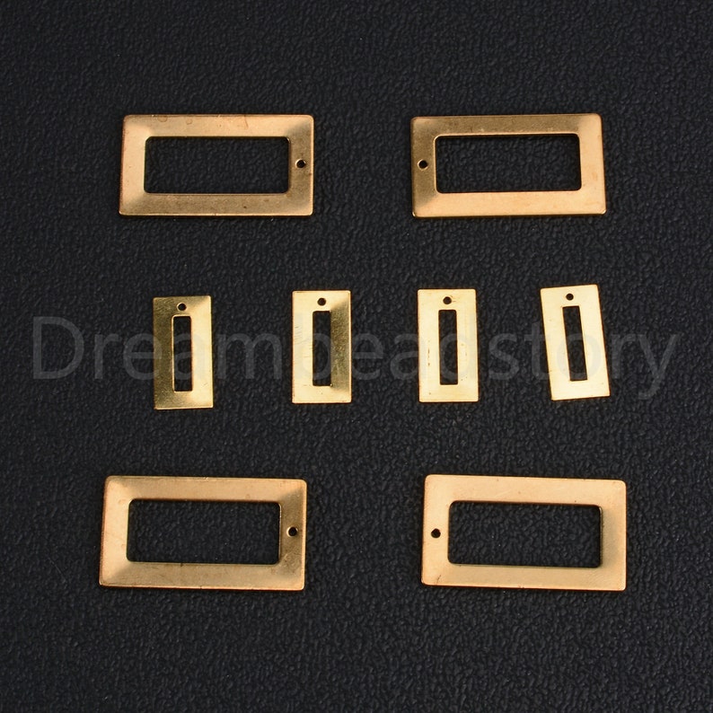 20-500 Pcs Raw Brass Hollow Rectangle Charms Pendant Finding Link Connector for Jewelry Making 1 Hole image 9