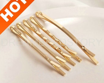 4-50 Pcs 14K Gold Plated Bobby Pin/ Plain Hair Pins/ Blank Simple Metal Hair Pin Accessories