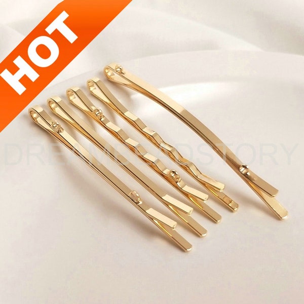 4-50 Pcs 14K Gold Plated Bobby Pin/ Plain Hair Pins/ Blank Simple Metal Hair Pin Accessories