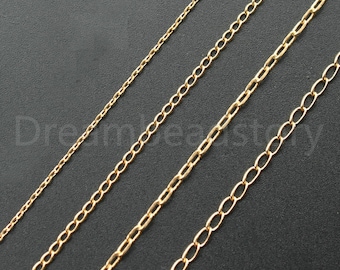 5-50 Meters Gold Plated Brass Cable Chain/ Metal Necklace Bracelet Jewelry Chains/ Rolo Link Chain Finding Wholesale