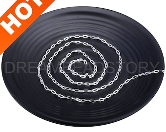 1-20 Meters Sterling Silver Plated Oval Cable Link Chain for Necklace Bracelet Earring Making Supplies