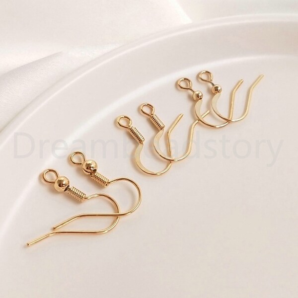 10-1000 Pcs Earring Hooks Lots Wholesale 14K Gold Plated French Ear Wires with Ball and Coil Component for Earring Making