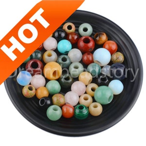 18 Pcs Large Hole Gemstone Beads for Jewelry Making Natural Round 12mm 14mm 16mm 20mm Loose Beads Bulk Wholesale
