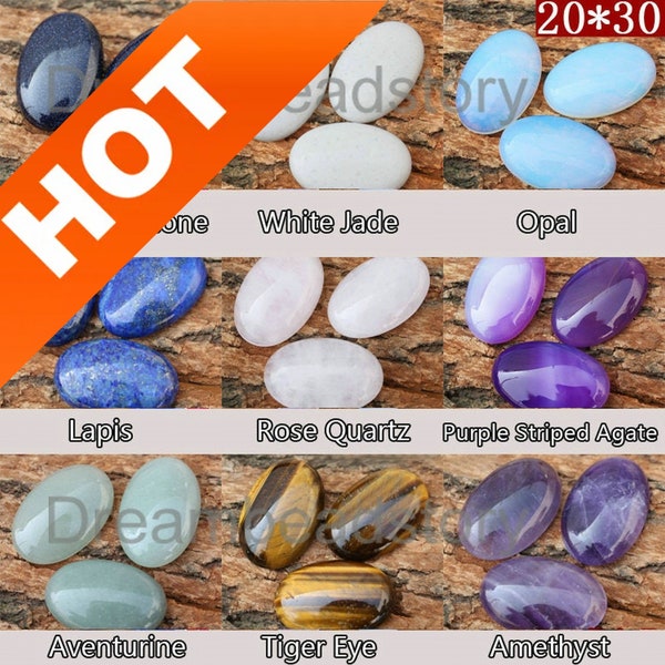 1-50 Pcs Oval Cabochons for Earring Making Natural Gemstone Oval Shape No Hole Flat Back Cabochons Online Wholesale (20*30mm)
