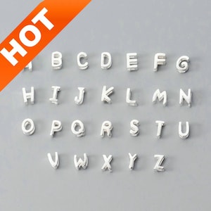 2-100 piezas de dijes de letras de plata de ley 925, suministro a granel, mayúscula inicial del alfabeto A-Z, 26 letras, dijes pequeños (6 mm)