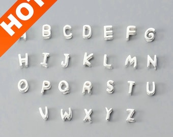 2-100 Pcs 925 Sterling Silver Letter Charms Bulk Supply A-Z Alphabet Initial Capital 26 Letters Small Charms (6mm)