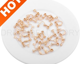 2-100 Pcs Clip on Earring Converter 14K Gold Plated Lever Back Screw Earwire Non Pierced Earrings (No/W Loop)
