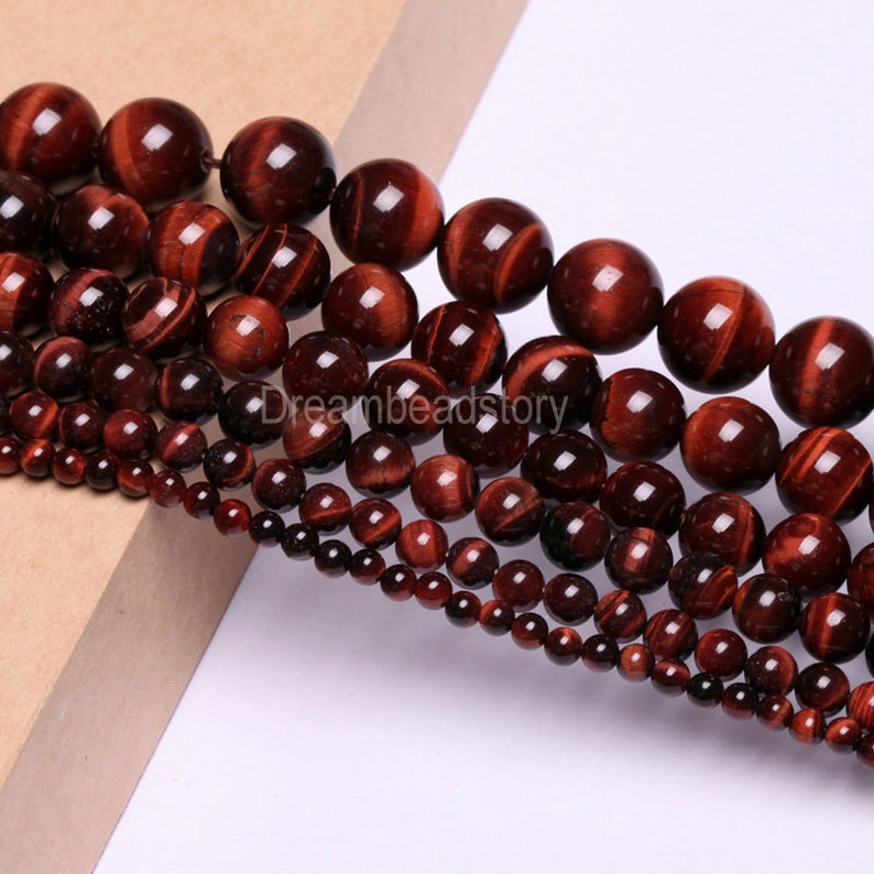 Natural Red Tiger Eye 2 4 6 8 10 12 14mm Acajou Red Eye of Tiger Gemstone Beads for Necklace Bracelet Making B87 image 5