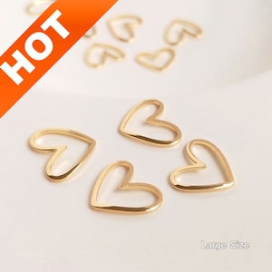 10-500 Stück 14K echtes Gold überzogene Herz-Verbindungsstück-Anhänger für Ohrring-Herstellung gebogene nette Herzen, die Großhandels finden (2 Größen)