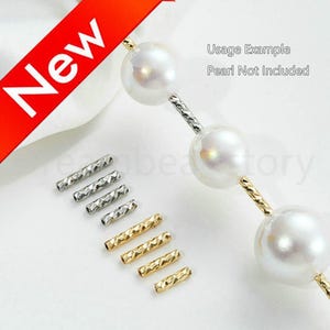 DIY Connector for Jewelry Making Supplies, Texture Small Tube Connector for Crafts, 14K Real Gold/ White Gold Plated Over Brass Link Charms