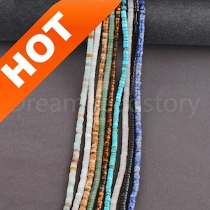 Heishi Space Beads for Jewelry Making Turquoise/ Aventurine/ Lemon Jade 3*6mm Small Heishi Gemstone Beads Sold by Strand