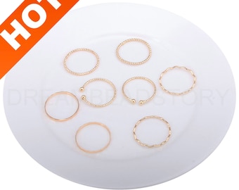 2-50 Pcs Simple Gold Ring Setting, 14K Gold Plated Blank Band Ring, Stack Ring, Twist Ring, Minimalist Thin Gold Tone Ring Finding Supplies