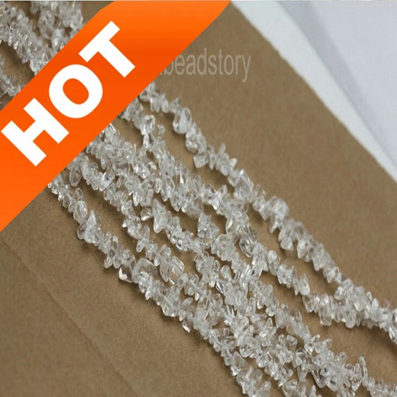 Crystal Chips, Genuine Clear Crystal Chip Beads, Long Strand White Crystal Quartz Gemstone   Chips, Chips for Jewerlry Craft Making (5-8mm)