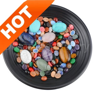 20 Pcs Oval Gemstone Cabochon Beads for Jewelry Making Natural 8*10/ 10*14/ 13*18/ 18*25/ 20*30 / 30*40mm Flat Back Cabs Wholesale (No Hole)