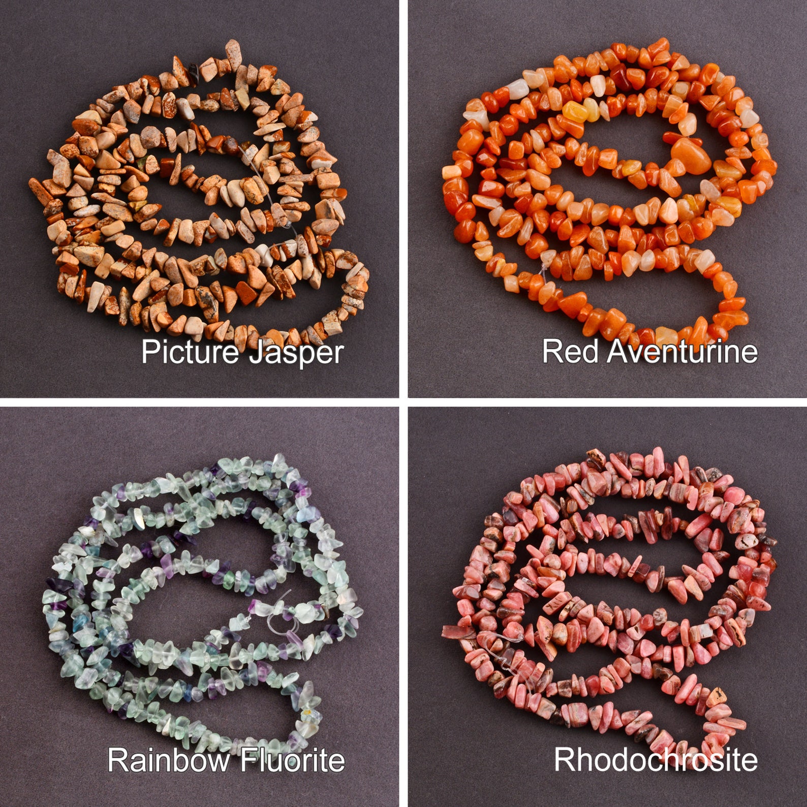 Gemstone Chips Beads 80cm Long Strand Natural Stone Irregular Etsy