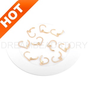 10-500 Pcs French Lever Back Earrings 14K Gold Plated Open Loop Leverback Hooks Ear Wire Findings for Earring Making Supply image 8