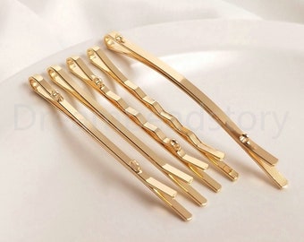 4-50 Pcs 14K Gold Plated Bobby Pin/ Plain Hair Pins/ Blank Simple Metal Hair Pin Accessories