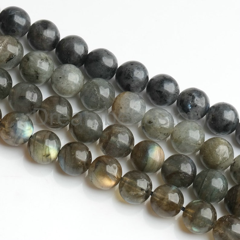 18 Inches Long 10mm Natural Black gray Labradorite Faceted Round Beads Necklace