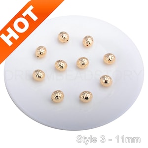 10-200 Pcs Lots Gold Beads Bulk Wholesale Freedom Bean/ Meteorolite/ Round 14K Gold Plated Loose Beads Supply