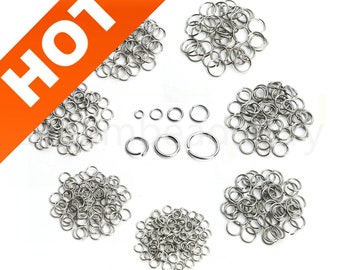 200-1000 Pcs Stainless Steel Open Jump Rings/ 18 19 22 24 Gauge Split Thin Jumpring Finding Lots Wholesale (3 4 5 6 7 8 10mm)