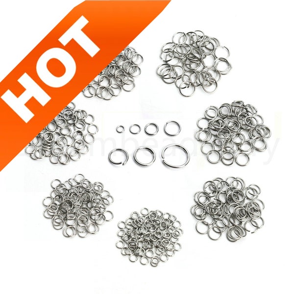200-1000 Pcs Stainless Steel Open Jump Rings/ 18 19 22 24 Gauge Split Thin Jumpring Finding Lots Wholesale (3 4 5 6 7 8 10mm)