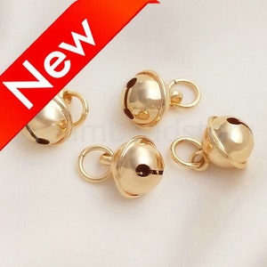 2-100 Pcs Sound Bell Charms for Jewelry Making Supply 14K Gold Plated Plain Jingle Bells Cute Pendant (11mm)