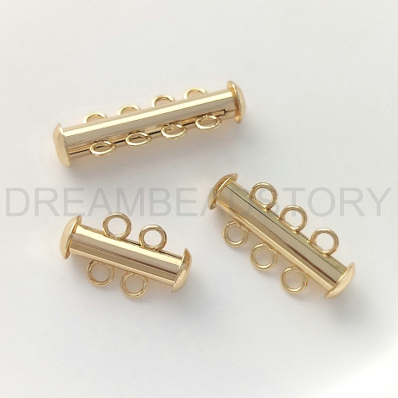 Multi Loop Clasp 1-100 Pc Tube Clasp for Jewelry Making 14K Real Gold Plated Brass Good ...