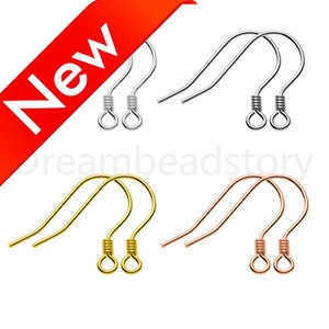10-50 Pcs 925 Sterling Silver Earring Hooks Lots Wholesale Hypoallergenic Simple French Hook Ear Wire Fish Earring Hooks Component(22 Gauge)
