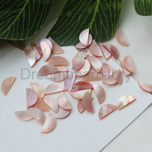 2-200 Pcs Natural Pink Shell Half Circle Blank Stamping Pendant Beads for Jewelry Making Small Size 5*12mm ( No Hole )