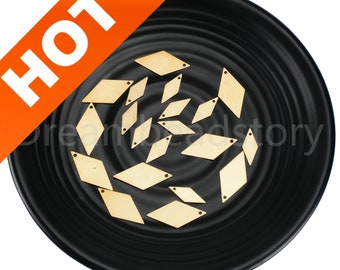 50-500 Pcs Brass Diamond Charms/ Rhombus Stamping Blanks/ Geometric Pendant Finding Lots Wholesale (0.4mm Thickness)