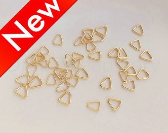 50-1000 Pcs 14K Gold Plated Triangle Jump Ring for Earring Making Small Size 24/21 gauge Open Jumpring Supply