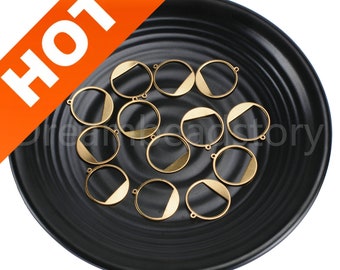 10-500 Pcs Round Circle Charms for Jewelry Making Raw Brass Hollow 20mm Geometric Pendant Finding Wholesale ( 1 Loop )