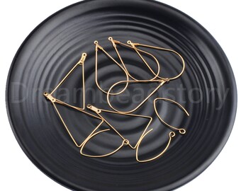 10-500 Pcs Gold Plated Brass French Hook/ Teardrop Ear Wire/ Triangle Geometric Earrings Components Finding