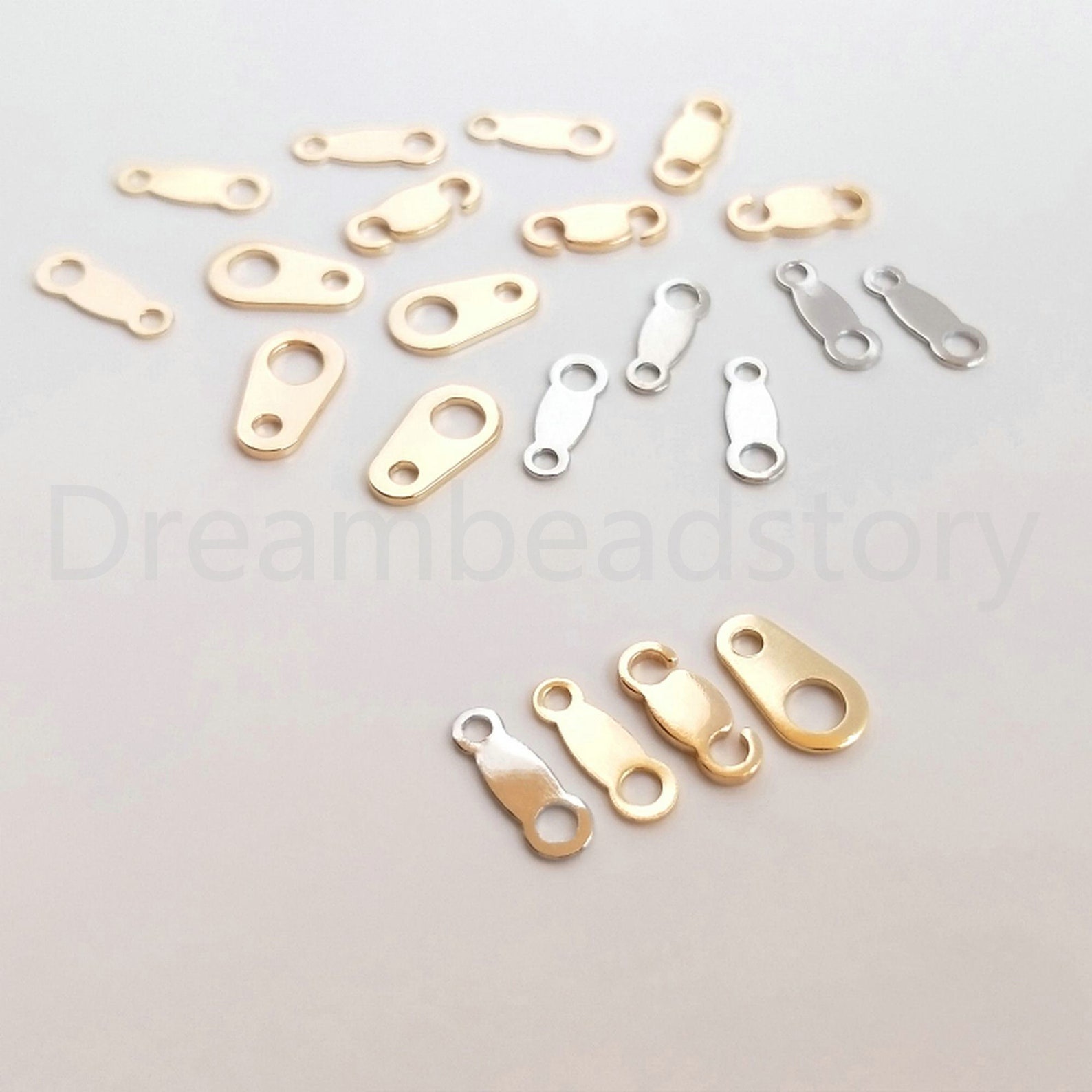 20-1000 Pcs Gold Jewelry Chain End Tags/ 14K/ White Gold Plated Clasp ...