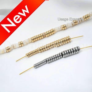 Rondelle Beads Lots Supplies, Small Spacer Beads for DIY Jewelry Making, 14K Real Gold Plated Over Stainless Steel Loose Beads (3/4/6mm)
