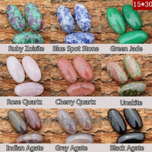 2-50 Pcs Long Oval Stone Cabochons for Jewelry Making Natural Stone and Crystal Flat Back No Hole Cabochon (15*30mm)