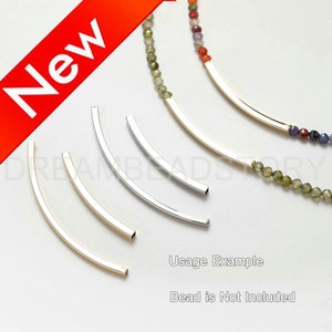 Long Bar Charms for Jewelry Making - 14K Real Gold/ White Gold Plated Brass Curved Square Tube Connector Finding