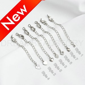 Rallonge de chaîne pour collier, plaqué or blanc sur laiton Rallonge de bijoux de sécurité réglable avec fermoir mousqueton